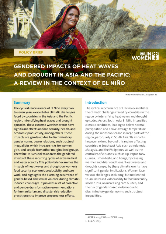 Gendered impacts of heat waves and drought in Asia and the Pacific: a review in the context of El Niño