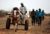 farmer, Darfur, cart, UNAMID troops 