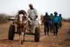farmer, Darfur, cart, UNAMID troops